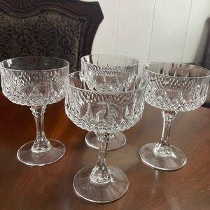 Cristal d’Arques Longchamp crystal champagne coupes/tall sherbet glasses